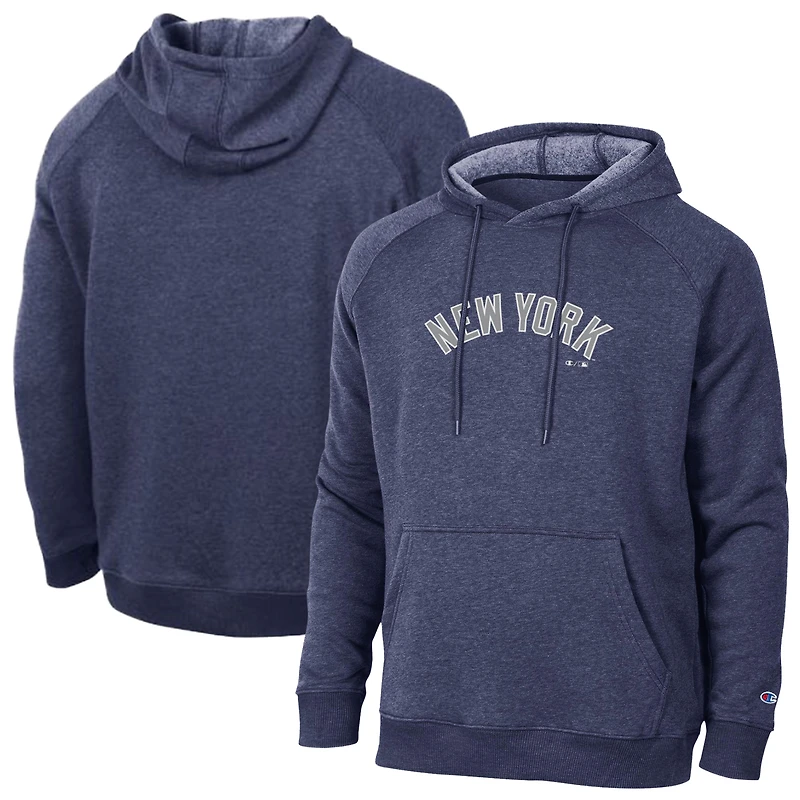 Men's Champion Navy New York Yankees Triumph Tri-Blend Raglan Hoodie