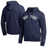 Men's Champion New York Yankees Navy All-Star Wordmark Full-Zip Hoodie