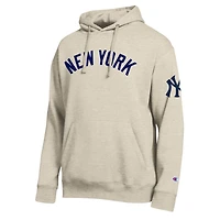 Men's Champion Oatmeal New York Yankees All Star Chenille Patch Hoodie
