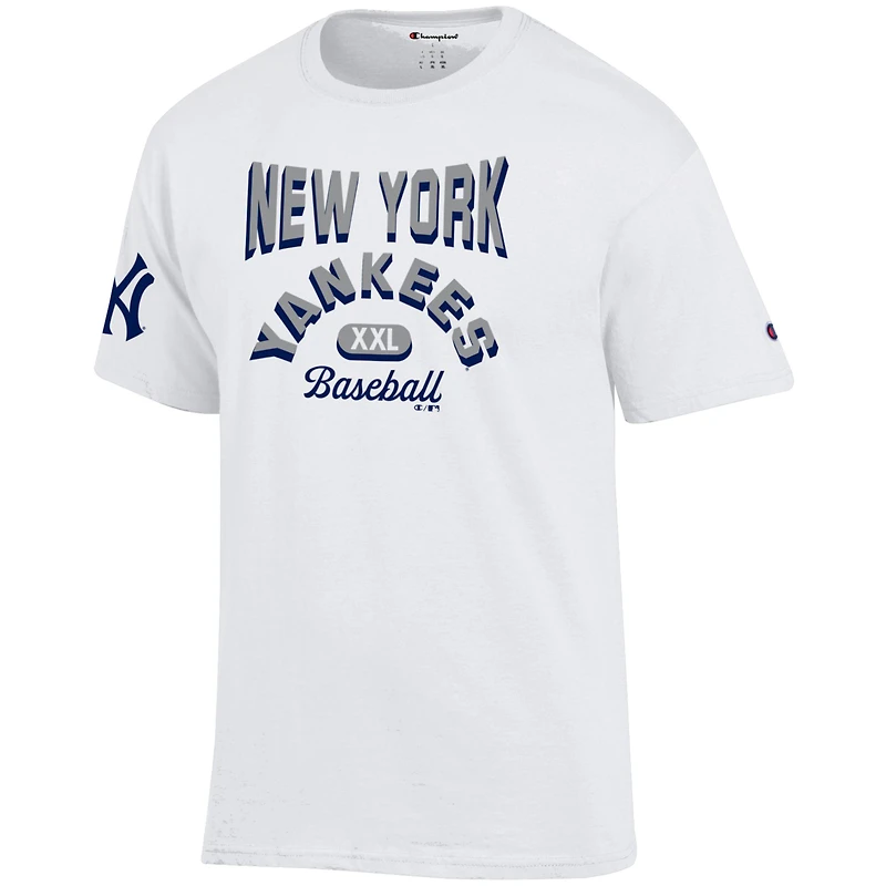 Men's Champion White New York Yankees 3-Hit Jersey T-Shirt