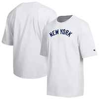 T-shirt Champion blanc pour homme, logo All Star des Yankees de New York en chenille arquée