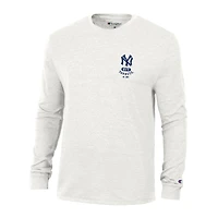 T-shirt à manches longues Champion blanc New York Yankees Cooperstown Winning Tradition Tri-Blend pour homme