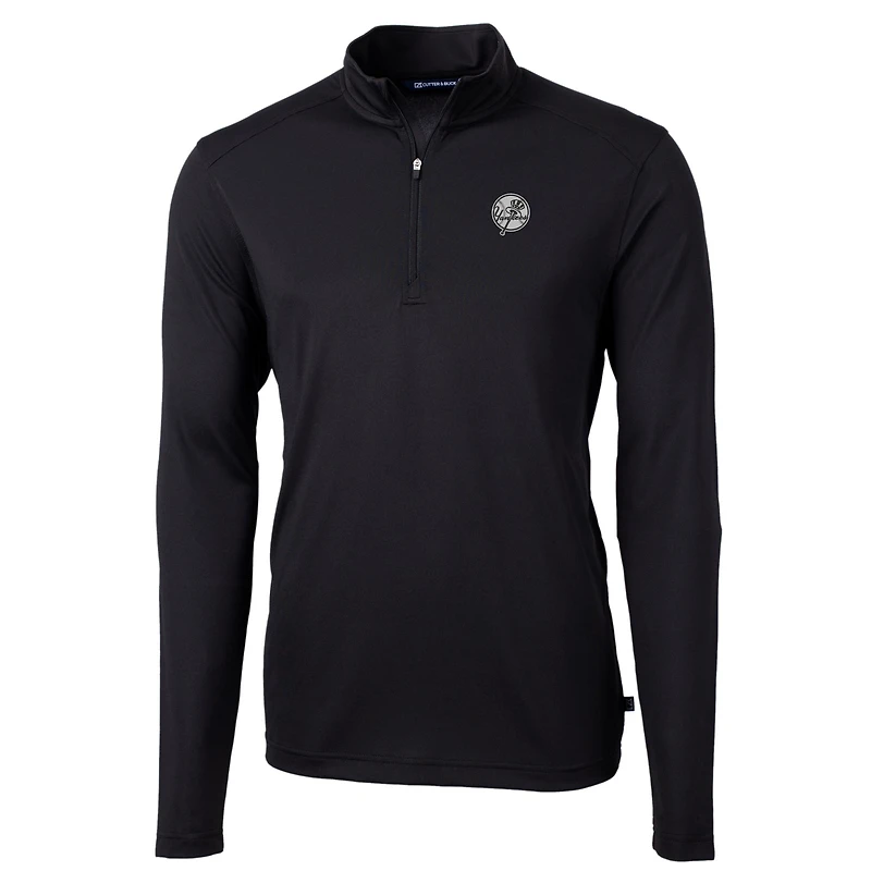 Veste Virtue Eco Pique noire à quart de zip pour homme, modèle Cutter & Buck, des Yankees New York, grande taille