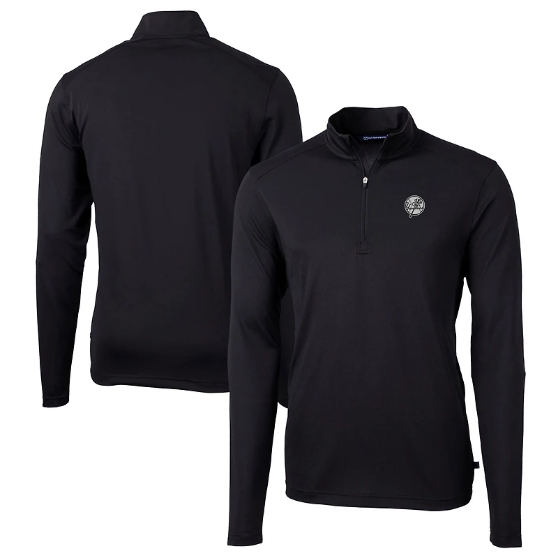 Veste Virtue Eco Pique noire à quart de zip pour homme, modèle Cutter & Buck, des Yankees New York, grande taille