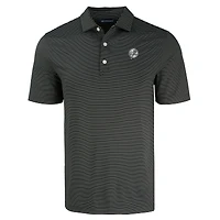 Men's Cutter & Buck Black New York Yankees Forge Eco Fine Line Stripe Polo
