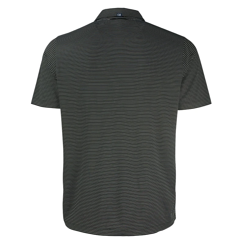 Men's Cutter & Buck Black New York Yankees Forge Eco Fine Line Stripe Polo