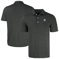 Men's Cutter & Buck Black New York Yankees Forge Eco Fine Line Stripe Polo