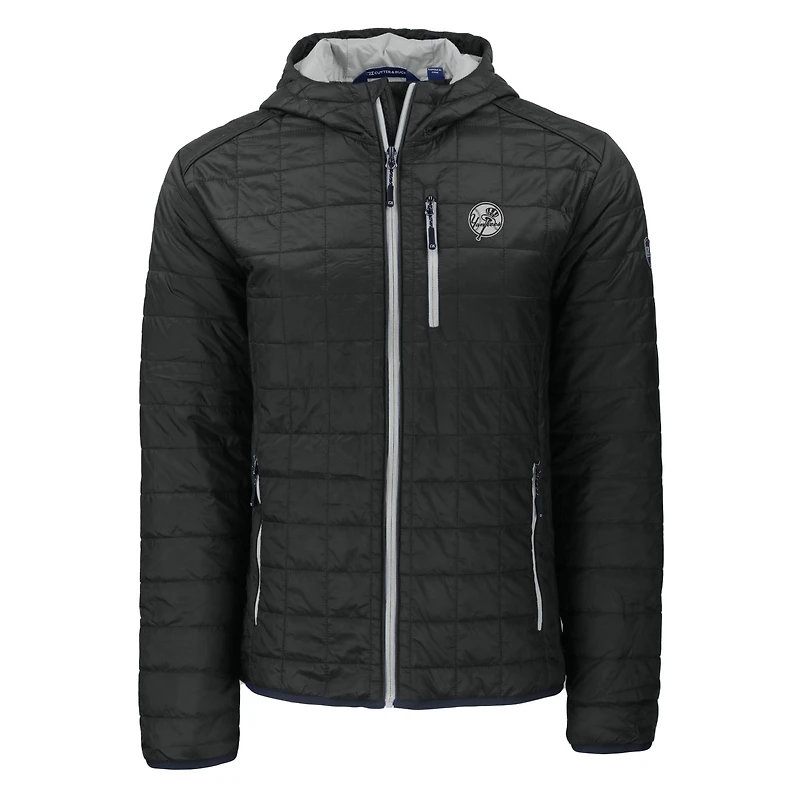 Sweat à capuche entièrement zippé PrimaLoft Eco Rainier des Yankees de New York pour homme, noir, Cutter & Buck