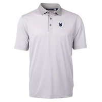 Men's Cutter & Buck Gray/White New York Yankees Virtue Eco Pique Micro Stripe Recycled Big Tall Polo