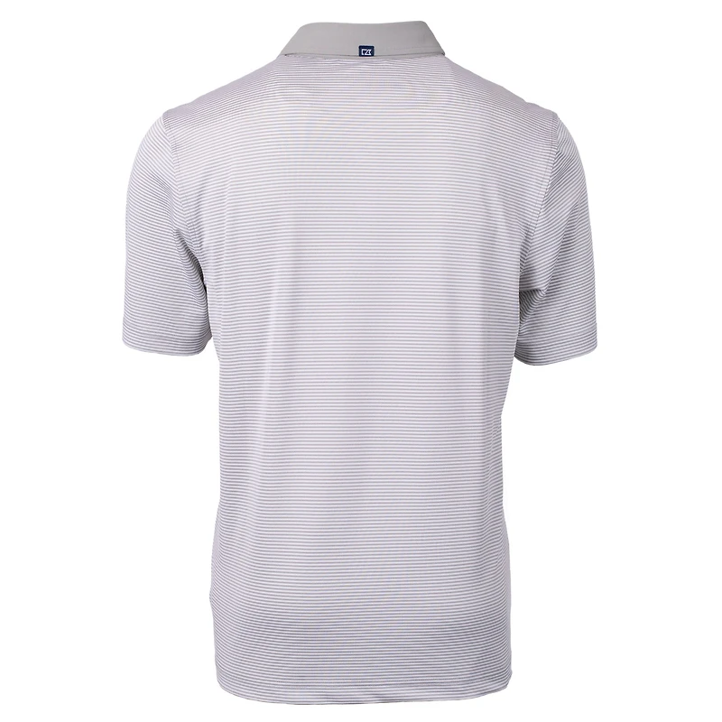 Men's Cutter & Buck Gray/White New York Yankees Virtue Eco Pique Micro Stripe Recycled Big Tall Polo