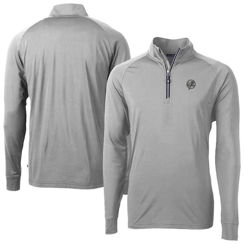 Veste grise à fermeture éclair quart de tour Adapt Eco Raglan des Yankees New York pour homme, Cutter & Buck