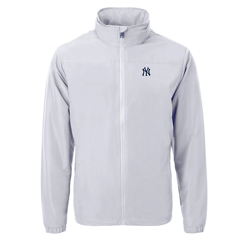Veste zippée intégrale en tissu recyclé Charter Eco des Yankees de New York pour homme, grise, Cutter & Buck