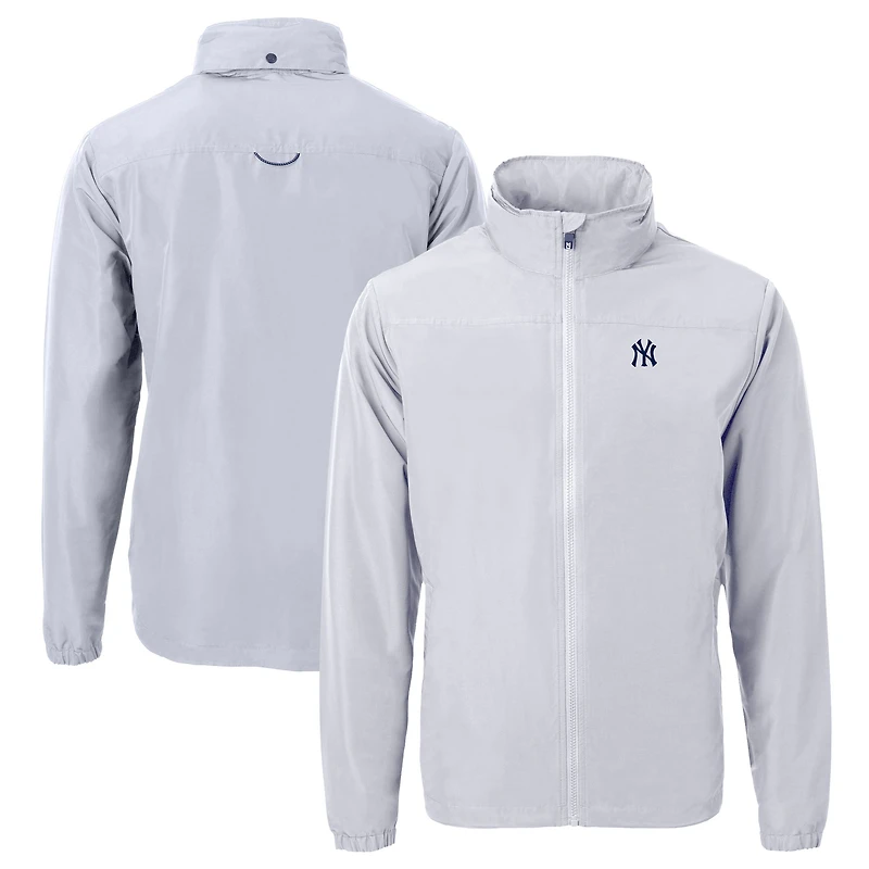 Veste zippée intégrale en tissu recyclé Charter Eco des Yankees de New York pour homme, grise, Cutter & Buck
