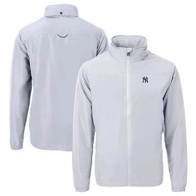 Veste zippée intégrale en tissu recyclé Charter Eco des Yankees de New York pour homme, grise, Cutter & Buck