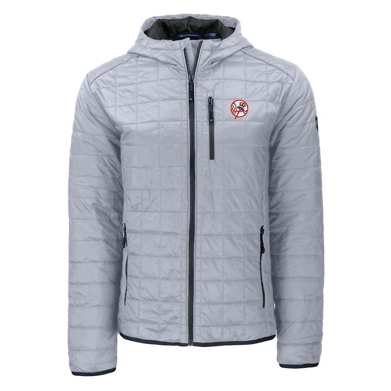 Veste à capuche entièrement zippée Rainier Primaloft Eco pour homme, collection Cooperstown, gris, des Yankees de New York.