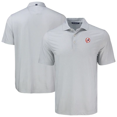 Men's Cutter & Buck Gray New York Yankees Pike Eco Diamond Dot Print Polo