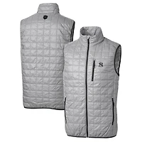 Gilet matelassé entièrement zippé Rainier des Yankees de New York pour homme, gris, Cutter & Buck