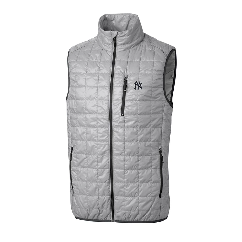 Gilet matelassé entièrement zippé Rainier des Yankees de New York pour homme, gris, Cutter & Buck