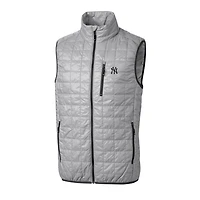 Gilet matelassé entièrement zippé Rainier des Yankees de New York pour homme, gris, Cutter & Buck