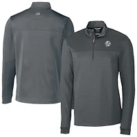 Veste zippée quart de zip Tri-Blend DryTec à rayures écologiques pour homme, gris, des Yankees New York, Cutter & Buck
