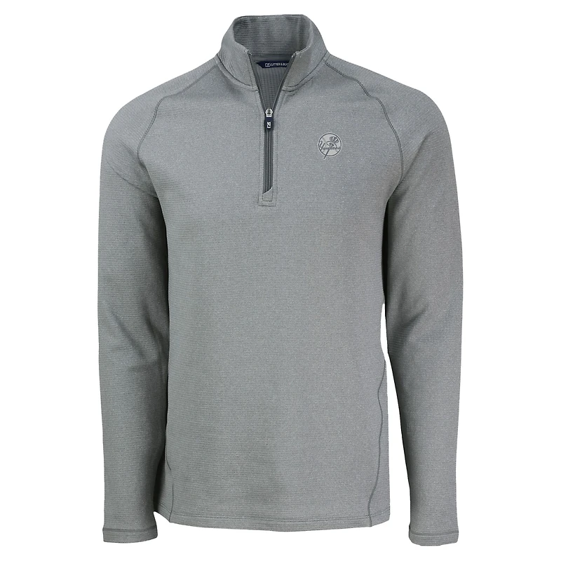 Haut à glissière quart de tour en polaire recyclée Peshastin Eco Fleece pour homme, gris chiné, Cutter & Buck, des Yankees New York