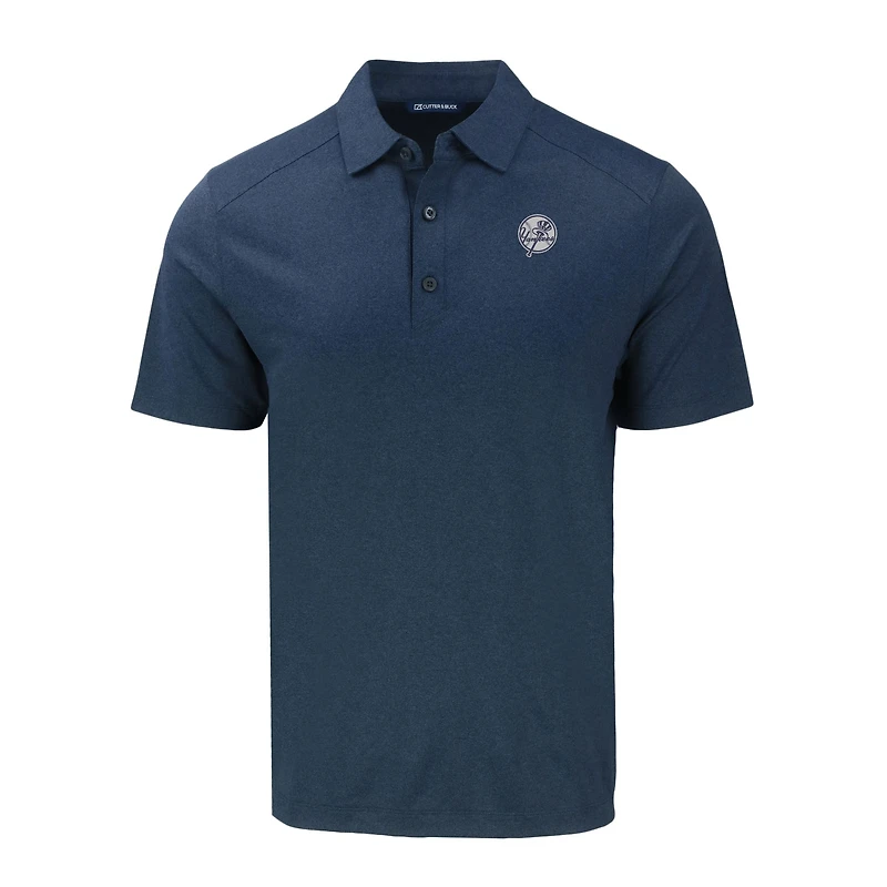 Men's Cutter & Buck Heather Navy New York Yankees Big Tall Forge Eco Stretch Recycled Polo