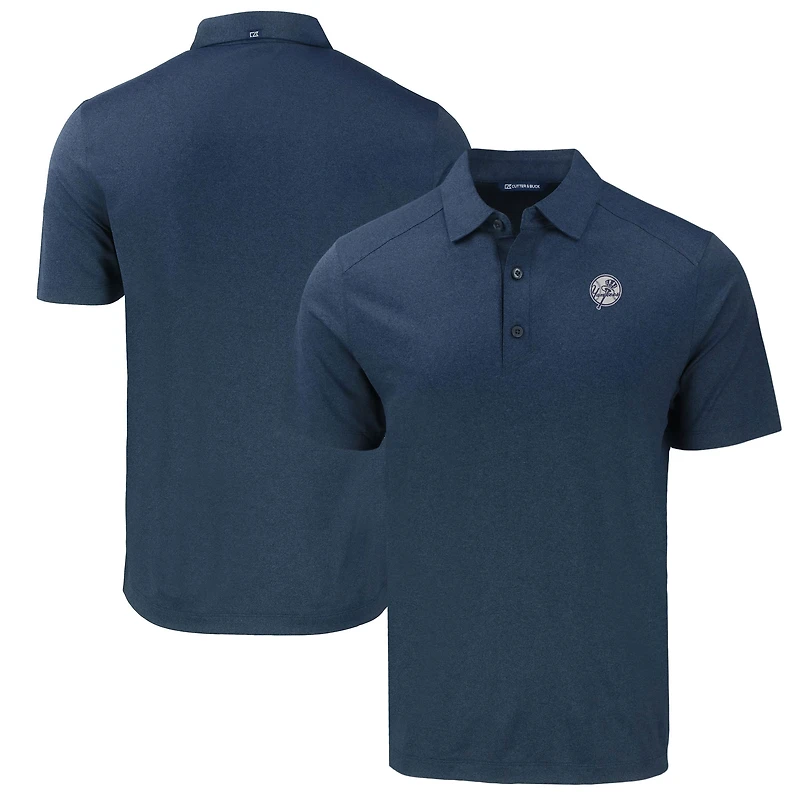Men's Cutter & Buck Heather Navy New York Yankees Big Tall Forge Eco Stretch Recycled Polo