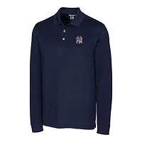 Men's Cutter & Buck Navy New York Yankees Big Tall Americana Advantage Eco Pique DryTec Tri-Blend Long Sleeve Polo