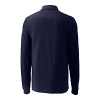 Men's Cutter & Buck Navy New York Yankees Big Tall Americana Advantage Eco Pique DryTec Tri-Blend Long Sleeve Polo