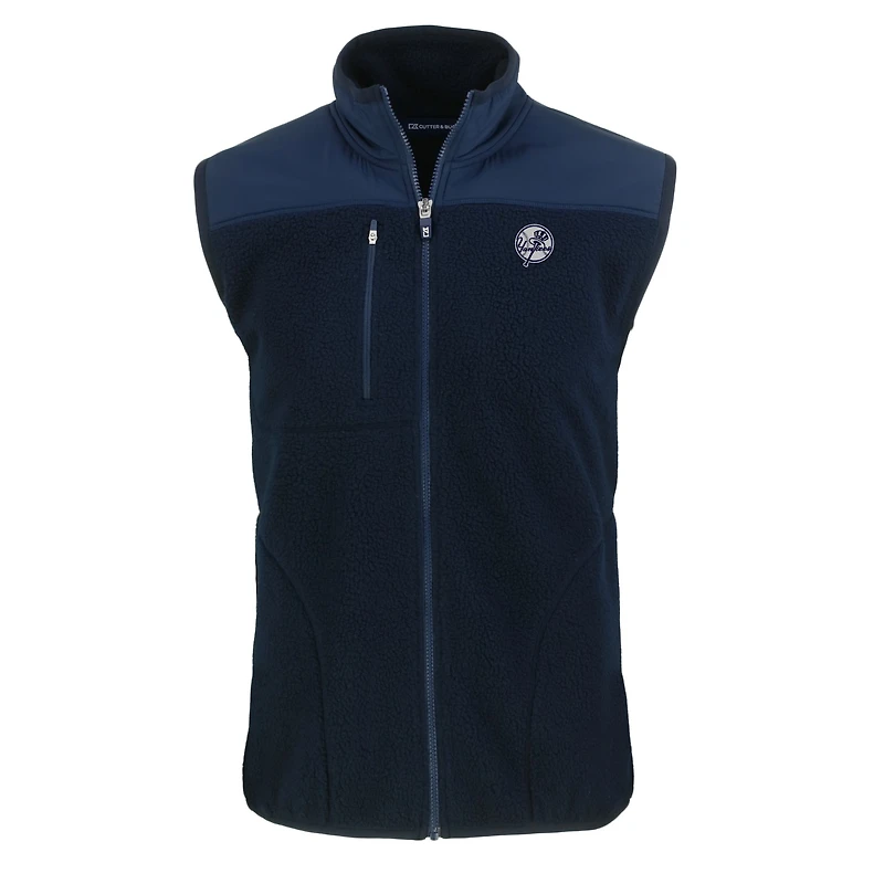 Gilet zippé en polaire Sherpa écologique Cascade pour homme, bleu marine, des Yankees de New York, grande taille