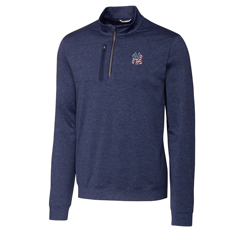 Veste à enfiler demi-zippée Stealth pour homme, bleu marine, motif étoiles et rayures des Yankees de New York, grande taille