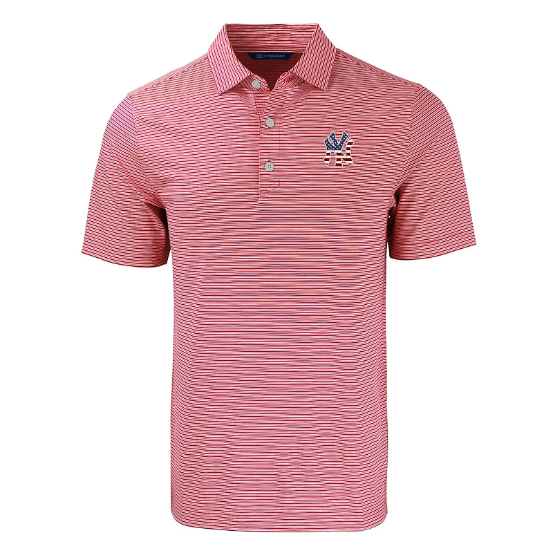 Men's Cutter & Buck  Red/White New York Yankees Stars Stripes Forge Eco Double Stripe Stretch Recycled Polo