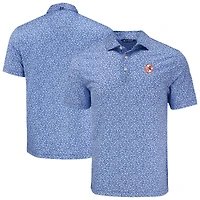 Men's Cutter & Buck Royal New York Yankees Big Tall Pike Eco Flora Print Recycled Polo