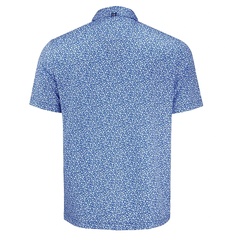 Men's Cutter & Buck Royal New York Yankees Big Tall Pike Eco Flora Print Recycled Polo