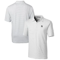 Men's Cutter & Buck  White New York Yankees Forge Pencil Stripe Stretch Polo