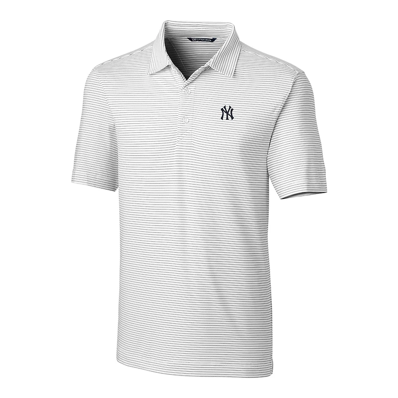 Men's Cutter & Buck  White New York Yankees Forge Pencil Stripe Stretch Polo