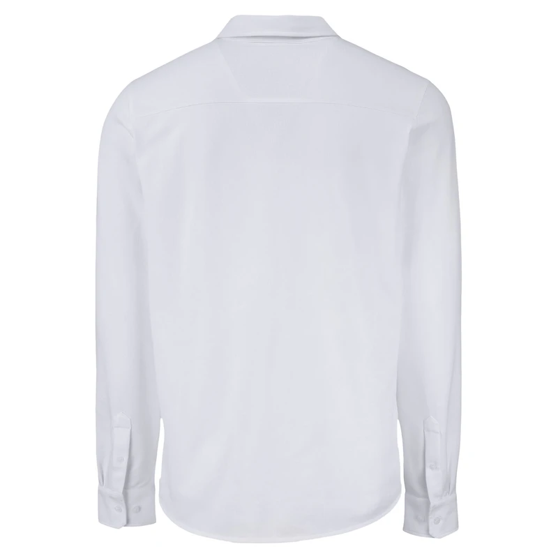 Chemise boutonnée à manches longues en piqué doux écologique tri-blend pour homme, blanche, des Yankees de New York, Cutter & Buck