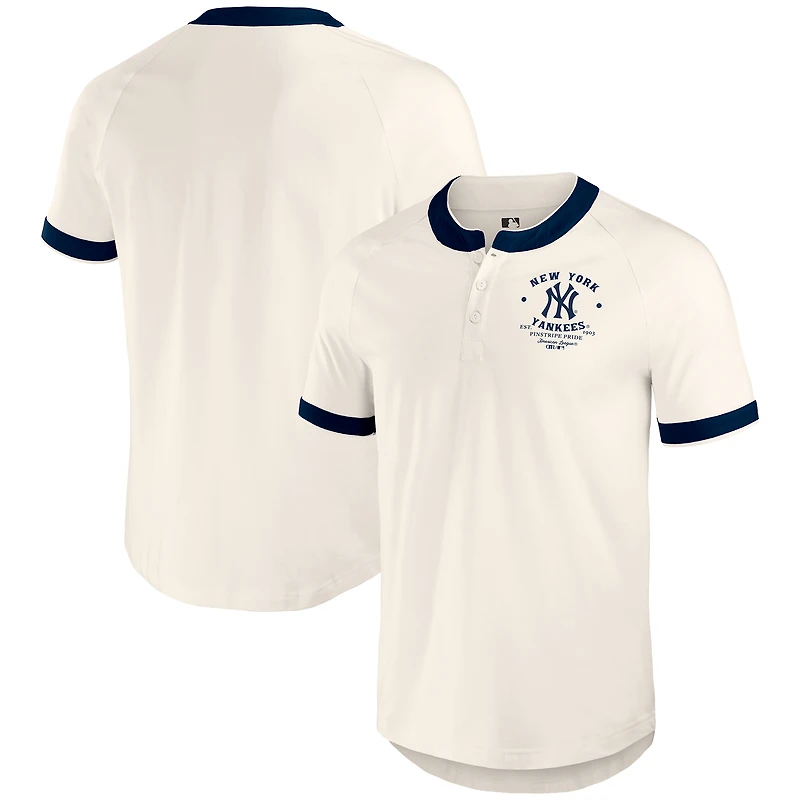 Collection Darius Rucker pour homme par Fanatics - T-shirt Henley raglan crème des Yankees de New York