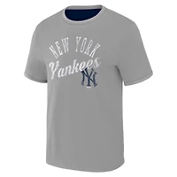 Collection Darius Rucker pour homme par Fanatics - T-shirt réversible à sonnerie bidirectionnelle des New York Yankees bleu marine/gris