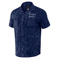Chemise boutonnée couleur marine en denim de la collection Darius Rucker pour hommes par Fanatics New York Yankees