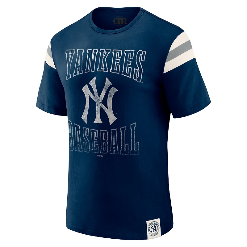 T-shirt rayé à manches vieillies bleu marine des Yankees de New York pour homme, collection Darius Rucker par Fanatics