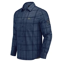 Men's Darius Rucker Collection by Fanatics Navy New York Yankees Thin Wale Corduroy Plaid Button Up Shirt