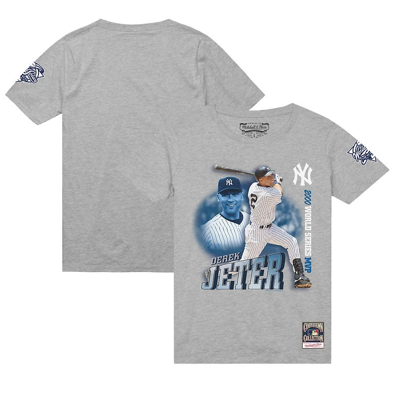 T-shirt Derek Jeter gris chiné pour homme, MVP des Yankees de New York 2000 Subway Series