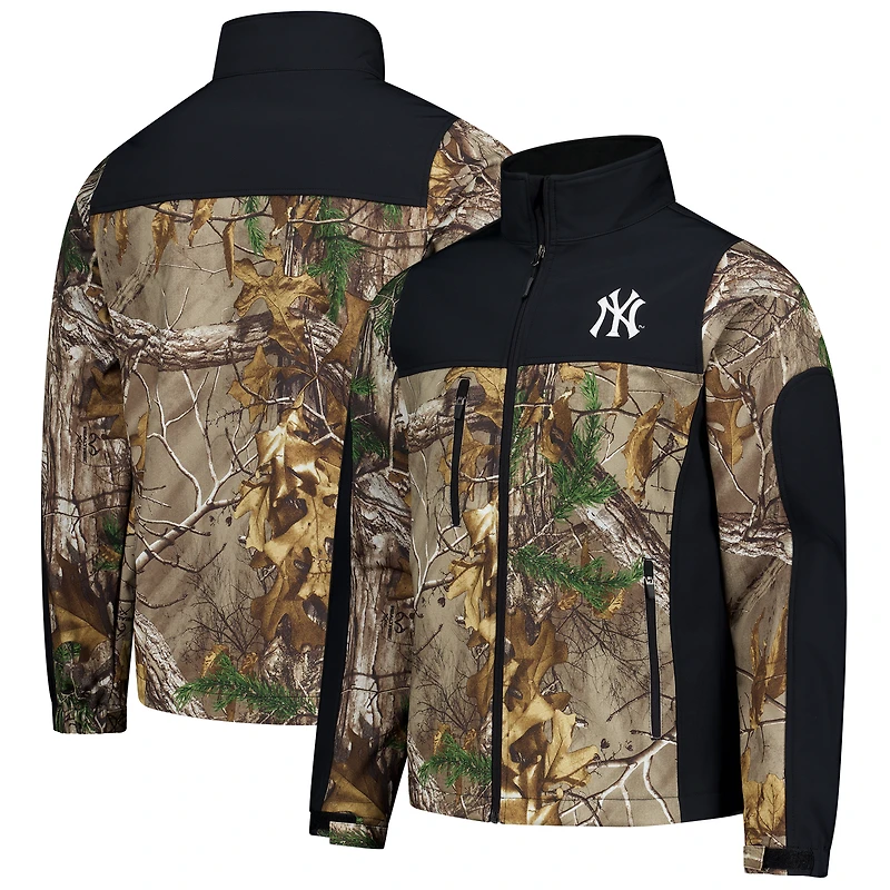 Veste softshell de chasse Dunbrooke Camo New York Yankees pour homme, motif Realtree, fermeture éclair intégrale