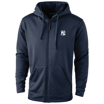 Sweat à capuche Dunbrooke bleu marine pour homme, motif Trophée des Yankees de New York, entièrement zippé