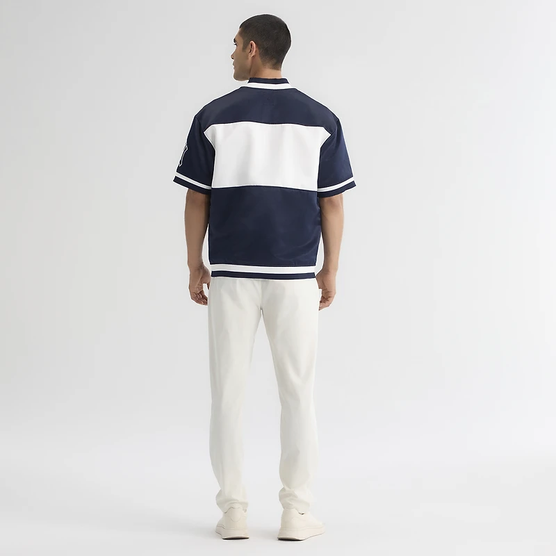 Men's Fanatics Athletic Navy New York Yankees Iconic Full-Snap Short Sleeve Satin Warm-Up