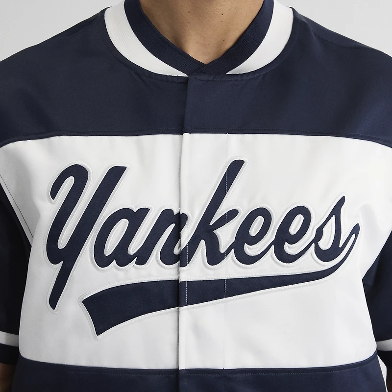 Men's Fanatics Athletic Navy New York Yankees Iconic Full-Snap Short Sleeve Satin Warm-Up