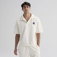 Men's Fanatics Bisque New York Yankees Iconic Short Sleeve Mock Neck Pullover