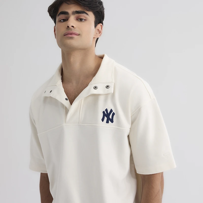 Men's Fanatics Bisque New York Yankees Iconic Short Sleeve Mock Neck Pullover