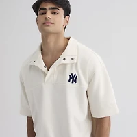 Men's Fanatics Bisque New York Yankees Iconic Short Sleeve Mock Neck Pullover